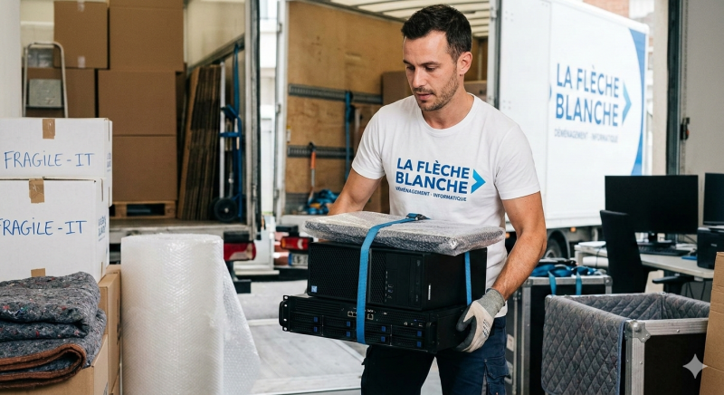 Déménageur professionnel à Belleville-en-Beaujolais 69220 pour un déménagement de bureau, archives, informatique, stock